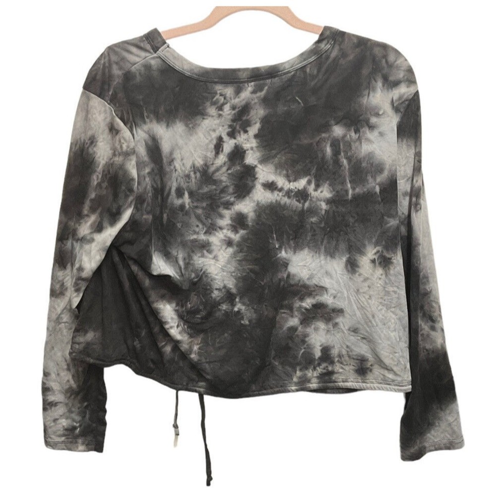 Women's Justify Tie Dye Long Sleeve Crop Top with Drawstring Size XL